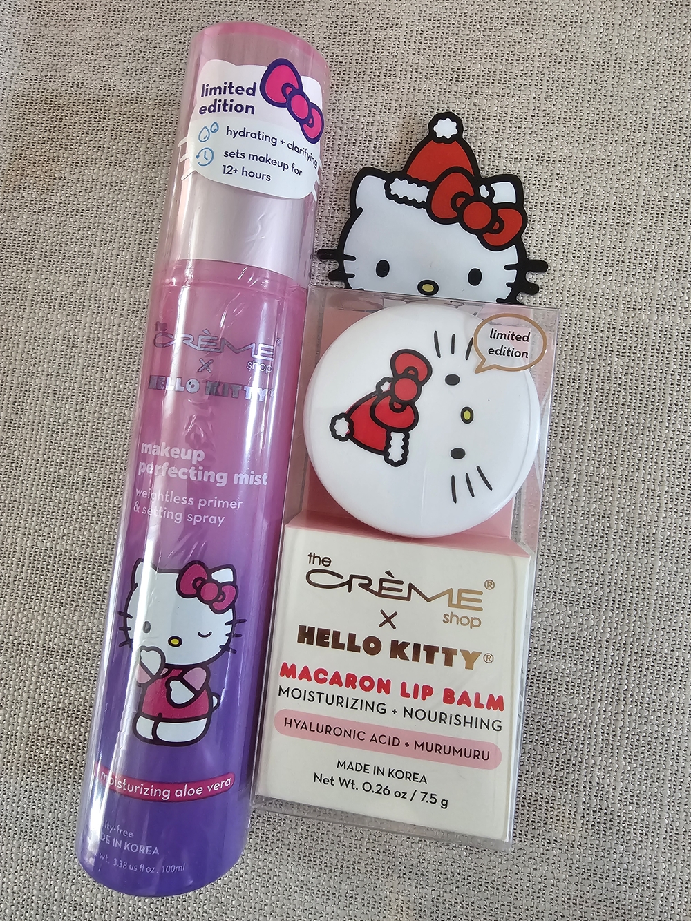 HELLO KITTT MACARON LIP BALM AND HELLO KITTY MAKEUP PROTECTING MIST BUNDLE